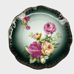 Vintage T.C. Chrysantheme Bavaria Porcelain Plate Floral‎ Design Gold Trim
